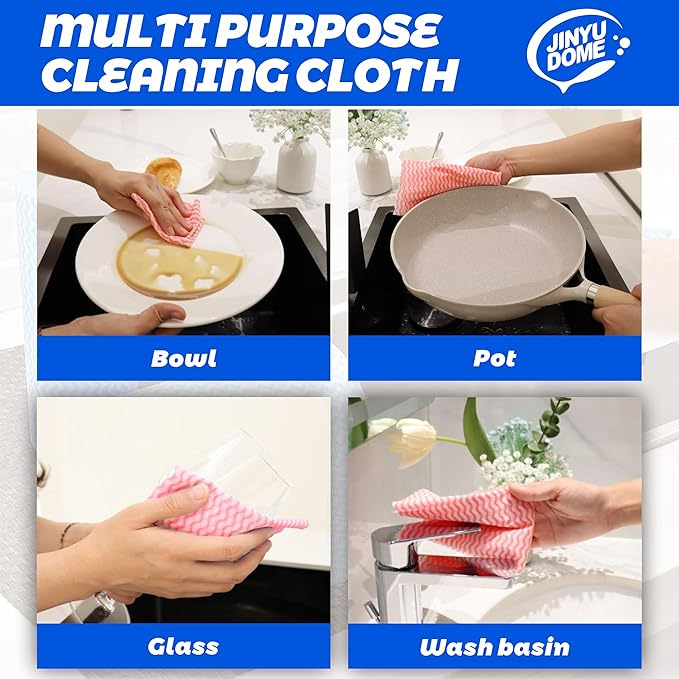 Handi Wipes Reusable Cloths, Red Disposable Kitchen Cleaning Towel Roll, Heavy Duty J Cloth,100 Count