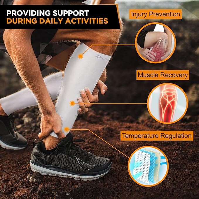 Doc Miller Compression Calf Sleeve for Men & Women, Premium Medical Grade, 15-20mmHg Graduated Support for Running, Calf Tear, Shin Splints, Knee High, Calf Sleeves, 1 Pair
