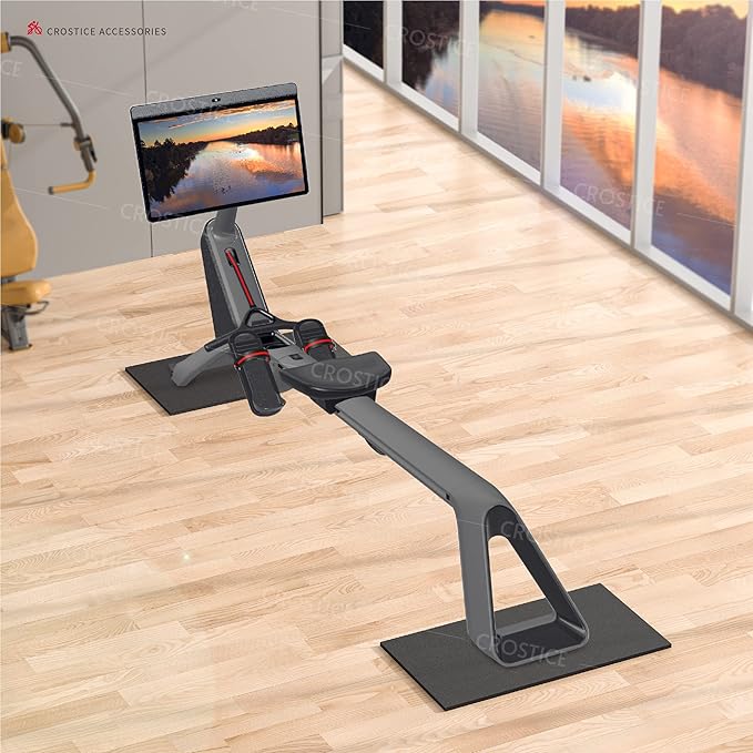 Double Mat Compatible with Peloton Bike, Row & Concept 2 Rowing Machine, Thickness 6mm, Bike Trainer Accessories, Mat Protect Hardwood Floor Carpet, for Home Gym Exercise