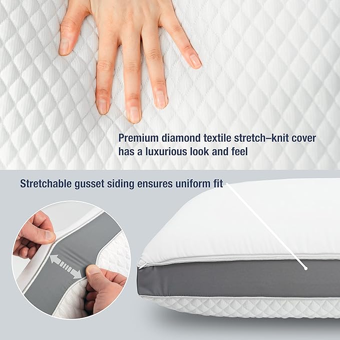 Perfect Cloud The Perfect Pillow Dual Temperature Memory Foam Pillow with Adjustable/Removable Layers for Back, Stomach, & Side Sleepers - Luxury Custom Loft Bed Pillow for Sleeping - Standard