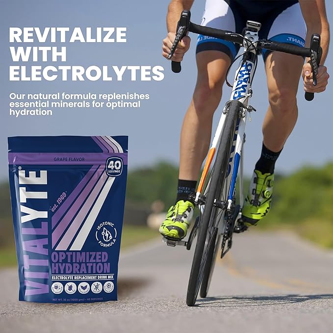 Vitalyte Electrolyte Powder Drink Mix, Isotonic Electrolyte Hydration Mix, Case Pack (6 Pack, Grape)