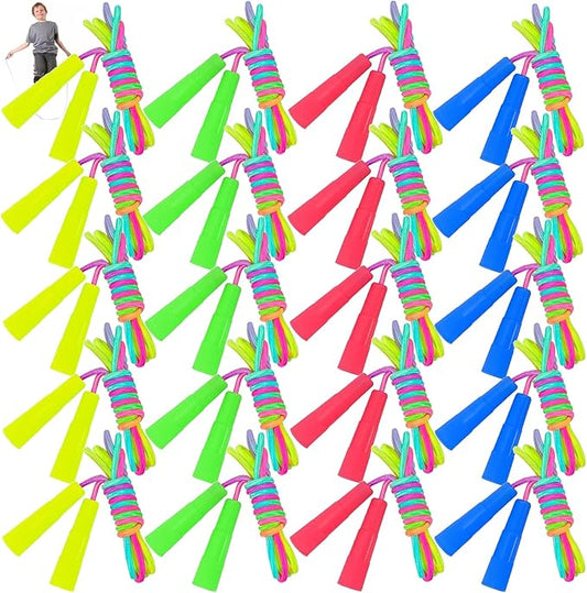 20 Pack Rainbow Jump Ropes,Kids Jump Rope with Plastic Handles,7.2 Ft Adjustable Skipping Rope for Kids,Vibrant Jumping Ropes for Outdoor Fun Exercise Fitness Activity Party Favors