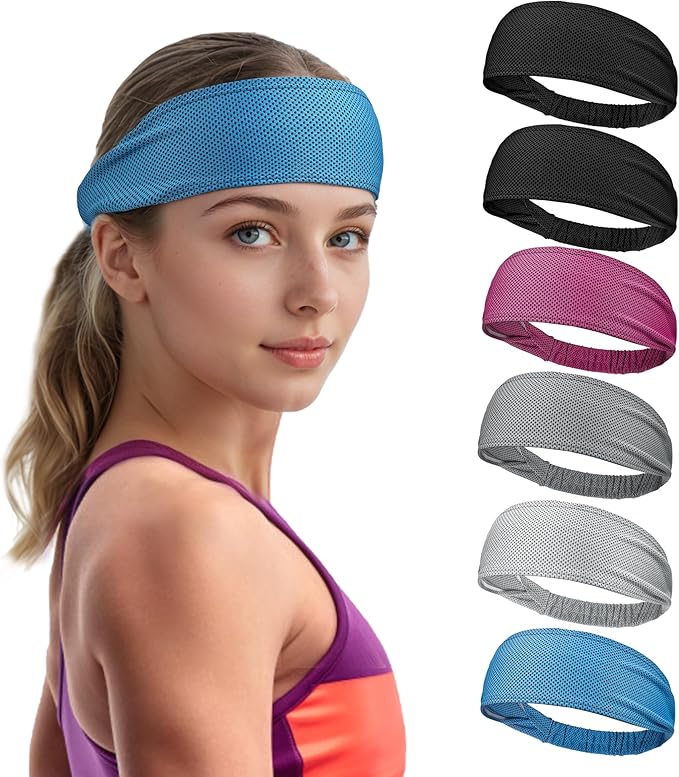 Sukeen Cooling Headbands for Women, Instant Cooling, Moisture Wicking Non-Slip Sweatbands for Women, Elastic Sweat Bands Headbands for Running Yoga Gym Athletic Sports Workouts