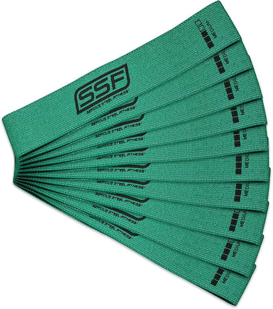 Serious Steel Fitness Fabric Mini Loop Non-Slip Resistance Band Set | Warm-Up, Physical Therapy, Glute Training, Speed and Agility Exercise Bands