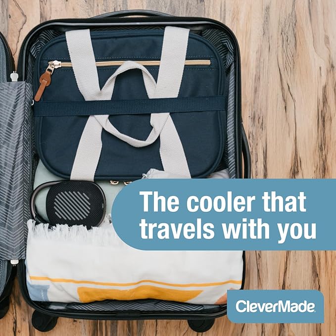 CleverMade Collapsible Insulated Cooler Bag – Leakproof Soft Folding Cooler for Beach, Travel, Car