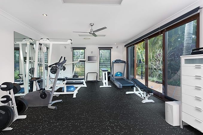 Genaflex Pro Heavy Duty Thick Rubber Gym Floor Tiles High Density Shock Absorbent Laminated Deadlift Mats - 1" Thick X 20" W X 20" L - 2.7 Sq. Ft.