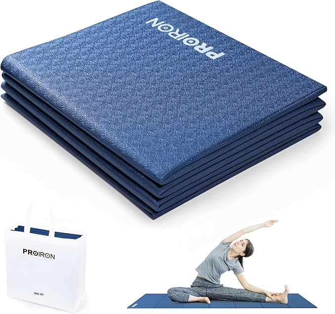 PROIRON Foldable Yoga Mat 0.24"/0.16" for Home Workout & Travel, Non Slip Travel Yoga Mats with Carry Bag, Packable Yoga Mat for Home Gym, Pilates, Fitness,Stretching