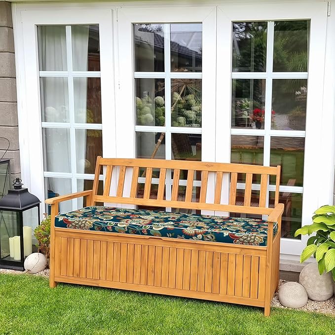 Outdoor Bench Cushion, Patio Furniture Cushion 48 x 18 x 3 Inch, Water Resistant Garden Sofa Swing Pad Settee Loveseat Couch Replacement Cushion, 1 Pack,Peacock Blue