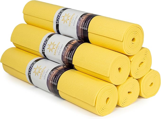 Sunshine Yoga Voyage Yoga Mat, 6 Pack, 72" x 24" Professional Studio and Gym Bulk Yoga Mats, 5mm Thick, Durable, Anti-Tear, Non Slip Fitness and Exercise Mats
