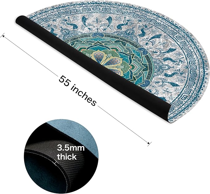 Knsbk Large Round Yoga Mat 4.6'X3.5mm for Exercise Premium Extra Thick, Ultra Comfortable, Non Slip, Meditation Mat