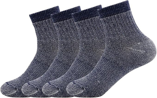 Caudblor Men's Merino Wool Hiking Socks-Thermal Warm Crew Winter Ankle for Trekking,Cycling,Multi Performance,4 Pack