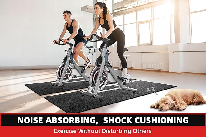 Treadmill Mat, 7'x3'/6'x3'/6'x2.5'/5.6'x2'/4'x2', 6mm Thick Exercise Equipment Gym Mat for Hardwood FloorCarpet, Compatible with Peloton Bike, Indoor Spin Bike, Elliptical