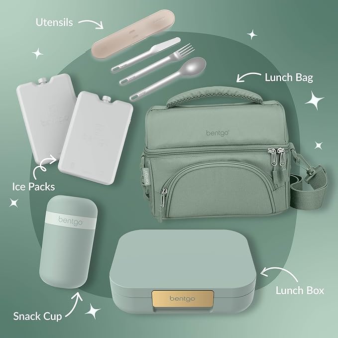 Bentgo Modern - Adult & Teen Bento Lunch Box; 3-4 Compartments, Leak-Resistant, 5.5 Cup Capacity/44 fl oz, Improved Locking Clips, Reusable, BPA-Free, Dishwasher/Microwave Safe Tray (Mint Green)