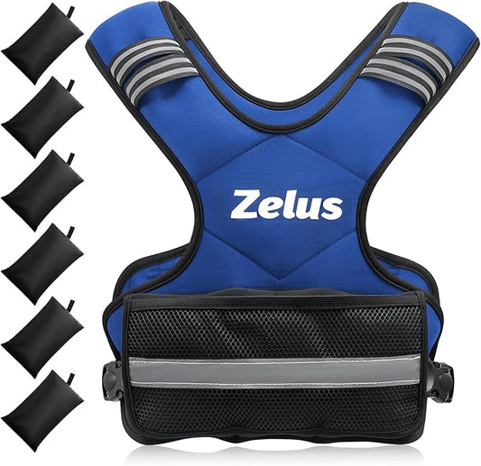 ZELUS Weighted Vest for Men and Women | 4-10lb/11-20lb/20-32lb Vest with 6 Ironsand Weights for Home Workouts | Adjustable Body Weight Vest Exercise Set for Cardio and Strength Training