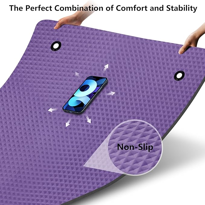 LFS Yoga Mat 72.8" x 31.5" x 2/5 inch Thick With Strap and Bag, Extra Wide Workout Mat for Women and Men, Non Slip Exercise Mat for Home Outdoor Yoga, Pilates, Stretching, Floor & Fitness Workouts