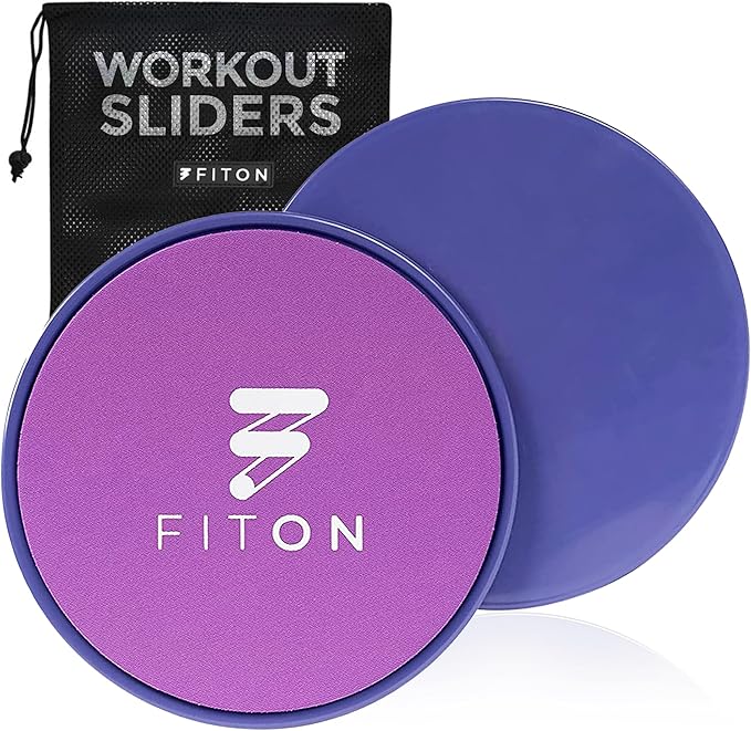 Core Sliders with Mesh Pouch – Dual-Sided Workout Sliders Disc for Foot Strength, Ab Workout, Pilates Equipment, Glutes & Yoga – Home Fitness Workout Equipment for Carpet & Hard Floors – Purple