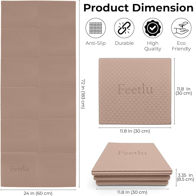 Foldable Yoga Mat, 6mm Thick, Lightweight, Anti-Slip, and Easy to Store – Perfect for Travel, Yoga, Pilates, Home Workouts, and Floor Exercises