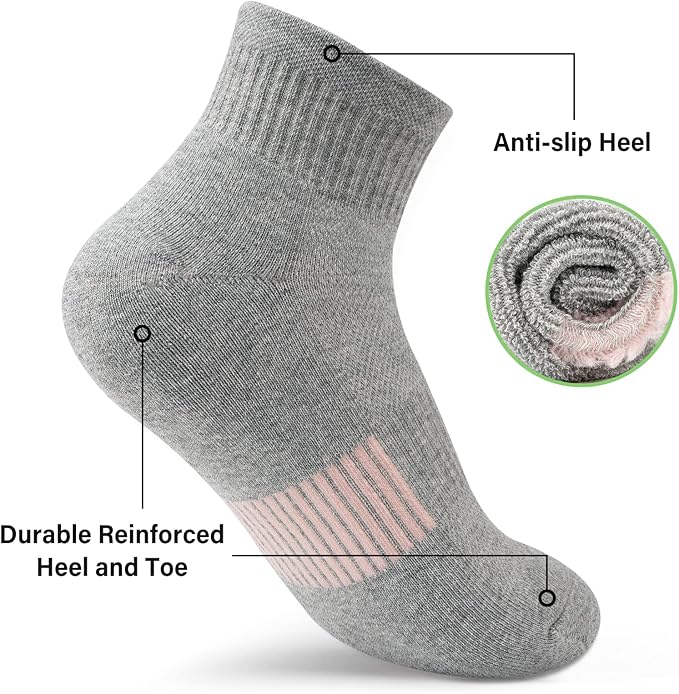 Gonii Ankle Socks Womens Athletic Thick Cushioned Running Hiking Low Cut 5-Pairs