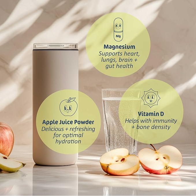 Juice Doctor Hydration Powder Electrolytes, Electrolyte Drink Mix for Dehydration Relief, Apple Juice Powder, Magnesium Citrate, Vitamin D, 1.2lb (560g / 28 Servings)