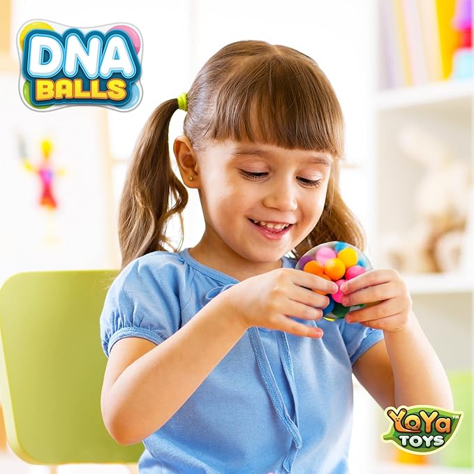 YoYa Toys DNA Balls - Fidget Toy Stress Ball - Colorful Soft Squishy - Mental Stimulation, Clarity & Focus Tool - Fun for Any Age - 3 Pack
