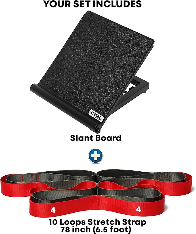 Stretching Strap with Loops - Non Elastic Stretch Band for Physical Therapy, Yoga Strap for Stretching Equipment, Stretch Bands for Exercise and Flexibility - Fascia, Hamstring & Leg Stretcher Belt