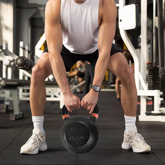 Cast Iron Kettlebell Weights for Home Gym, Heavy Duty Strength Training, Workout Equipment for HIIT, Functional Fitness