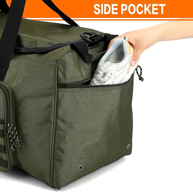 125L Extra Large Gym Duffle Bag for Men Women with Shoes Compartment Heavy Duty Tactical Sports Duffel Bag Big Football Baseball Basketball Soccer Hockey Team Equipment Bag, Green