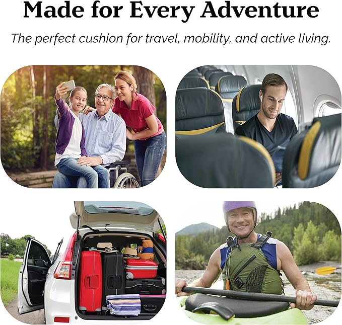 Gel Seat Cushion for Tailbone Support and Relief from Butt and Back Pain and Pressure - Cushions are Large Thick and Comfortable - Ideal for Office Chairs Driving Travel and Long Sitting