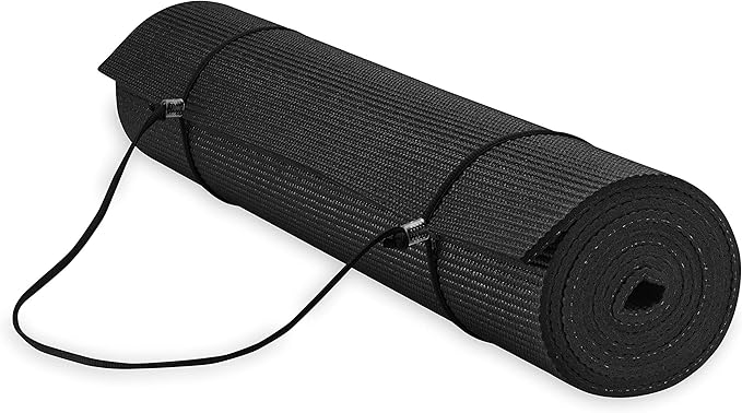 Gaiam Essentials Thick and Thin Yoga Mat Fitness & Exercise Mat with Easy-Cinch Carrier Strap