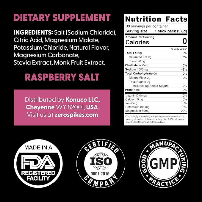 No Sugar Electrolytes Powder Packets | Keto & Fasting Salts Drink Mix | Supplements: The Key Hydration Nutrients Missing from Purified Water | Clean, Raspberry, Calorie Free | 30 Sticks