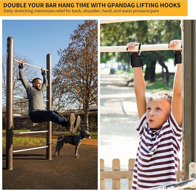GPANDAG Weight Lifting Hooks for Men and Women(Pair), 330 LB Heavy Duty Gym Lifting Wrist Strap Hook for Deadlifts, Pull-Ups, Strength Training, 0.4inch Grip Weightlifting Hooks for Teen