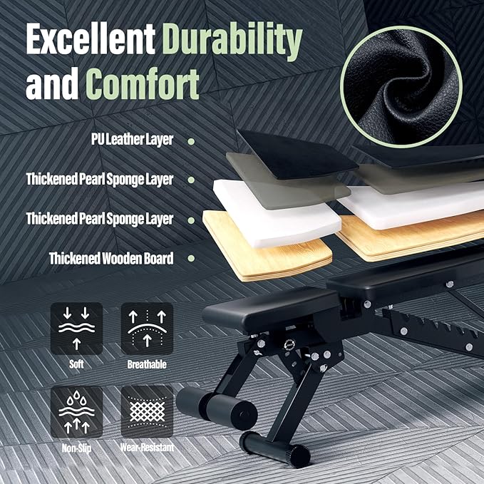 MAJOR FITNESS Weight Bench, Adjustable Workout Bench for Strength Training, Bench Press, and Full-Body Workouts for Home Garage Gym