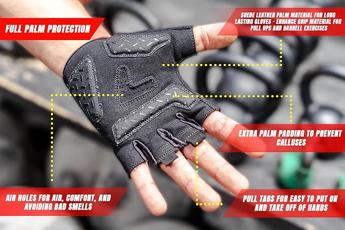 Fit Active Sports Max Grip Weight Lifting Workout Gloves for Gym Lifting, Biking, Fitness Training | Lightweight, Breathable, Non Slip | Men and Women