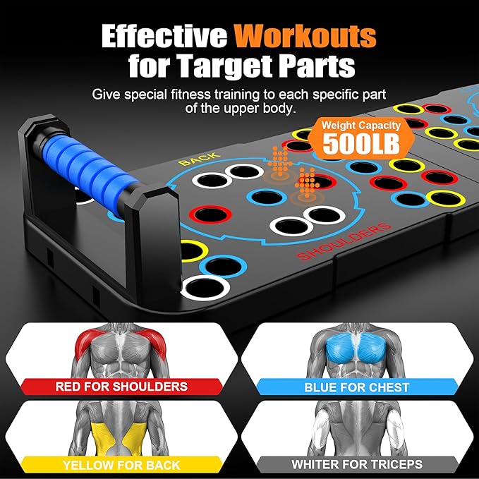 Solid Push Up Board 15 in 1 Home Workout Equipment Multi-Functional Pushup Stands System Fitness Floor Chest Muscle Exercise Professional Equipment Burn Fat Strength Training Arm Men & Women Weights