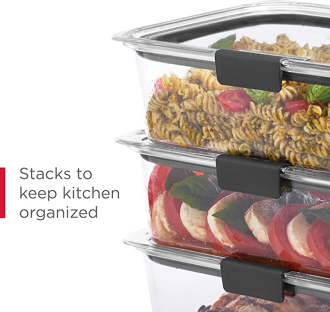 Rubbermaid Brilliance BPA-Free Food Storage Containers with Lids, Airtight Clear Set of 2 (9.6 Cup), Ideal for Lunch, Meal Prep, and Leftovers
