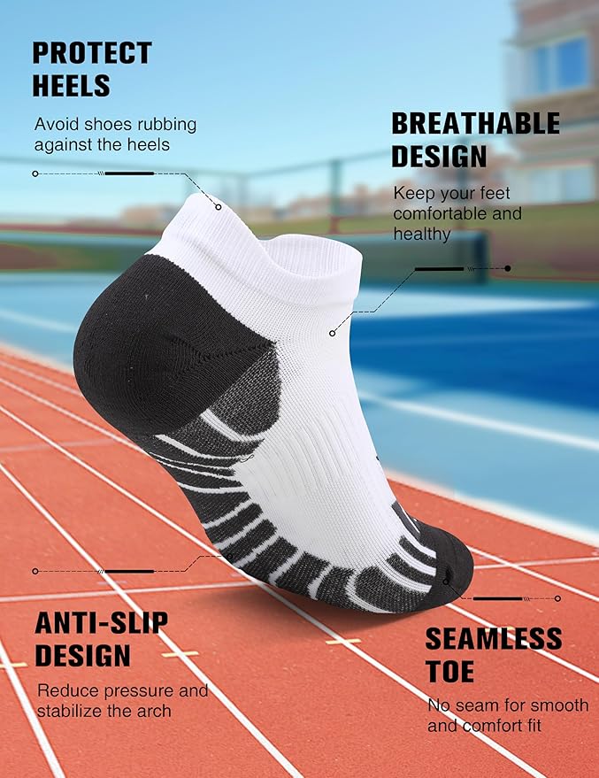 Compression Athletic Running Socks: Men Women's Low Cut Ankle Socks for Sport Enthusiasts Hiking Cycling Basketball