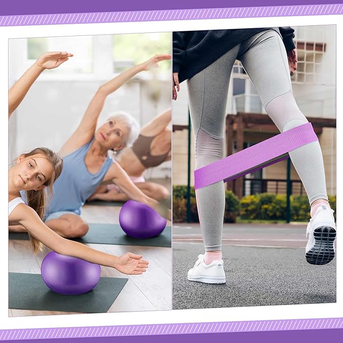 Poen Home Pilates Kit for Women Pilates Equipment Ring and Ball Set with Stretching Strap 8 Resistance Bands Non Slip Socks Gym Back Bags Exercise Equipment for Workout