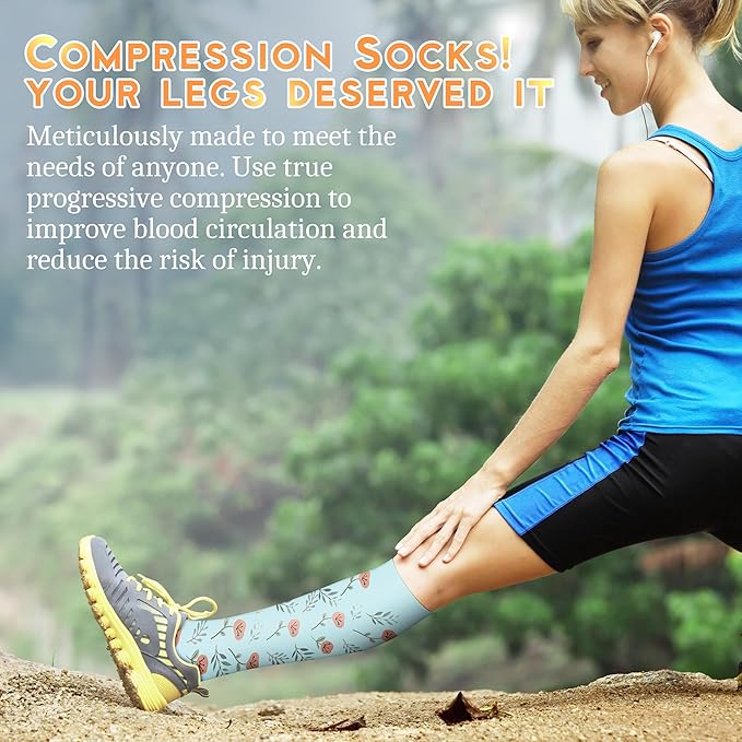 Compression Socks for Women & Men 15-20 mmHg, Best for Medical, Nursing, Running, Athletic, Varicose Veins, Travel