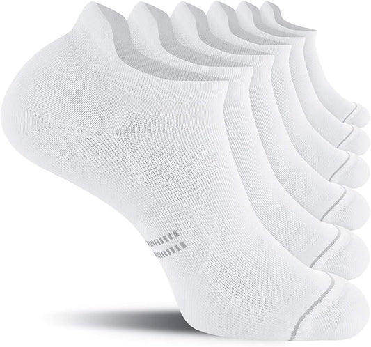 CS CELERSPORT 6 Pack Men's Running Ankle Socks with Cushion, Low Cut Athletic Sport Tab Socks