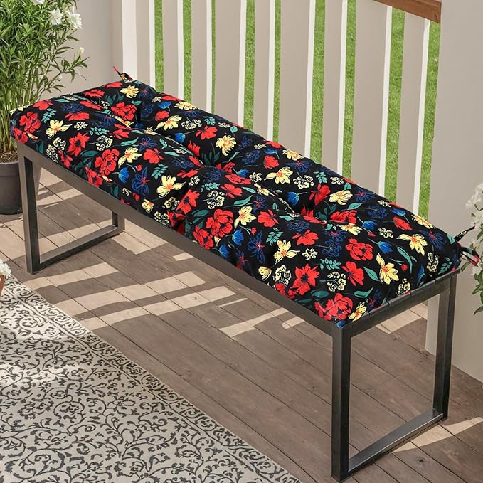Outdoor Bench Cushion Waterproof, Tufted Bench Seat Cushion 36 x 15 Inch, Patio Wicker Indoor Seat Pads for Outside Garden Patio Balcony