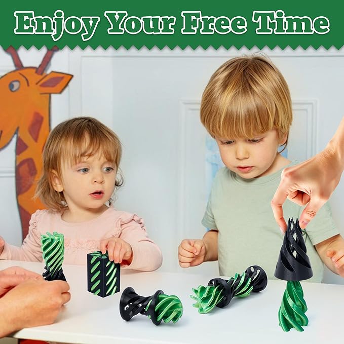 5 Packs Impossible Cone Fidget Toy, 3D Printed Spiral Cone Fidget Toy for Anxiety Relaxing, Impossible Pyramid Passthrough Birthday Party Gift for Adults & Kids Desk Decor(Black+Yellow Green)