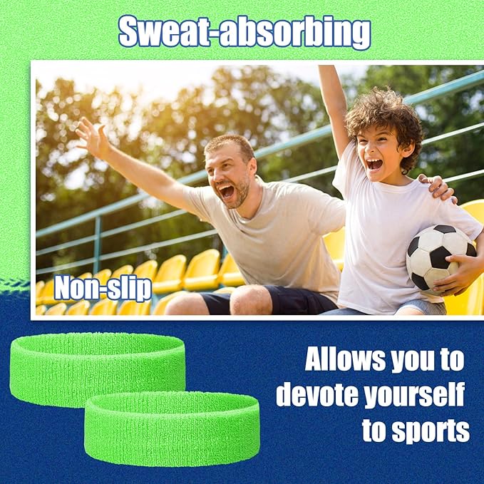 Libima 24 Pcs Kids Sports Headbands - Elastic Cotton Terry Sweatbands for Boys' Sports & Team Activities