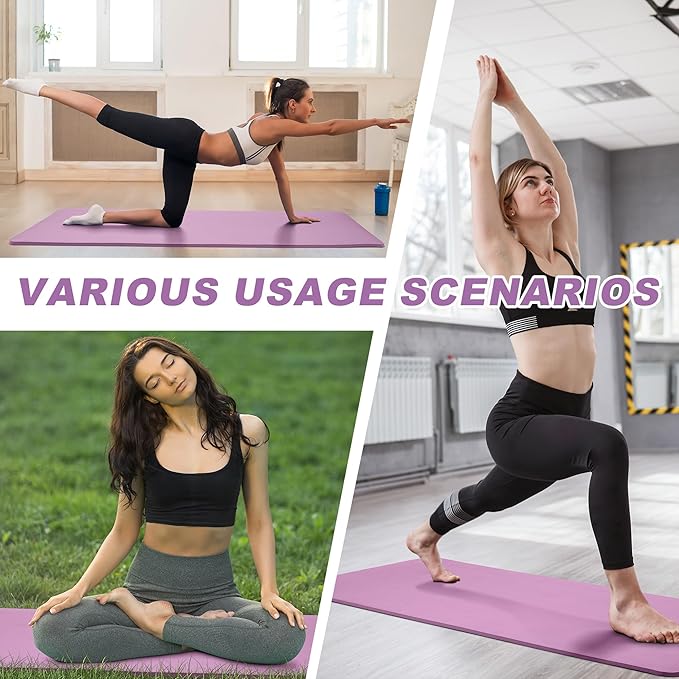 BalanceFrom 1-Inch Thick High-Density Exercise Yoga Mat, Non-Slip Workout Mat with Carry Strap for Men & Women, Ideal for Pilates, Stretching & Floor Exercises at Home or Gym, Multiple Color