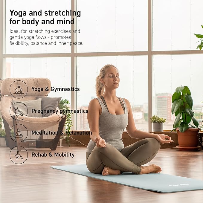 Yoga Mat Premium Non Slip Thick – Extra Comfortable Exercise Mat for Home Workouts, Pilates, Stretching & Gym – Cushioned NBR Foam, Gym Mat with Strap, for Women & Men