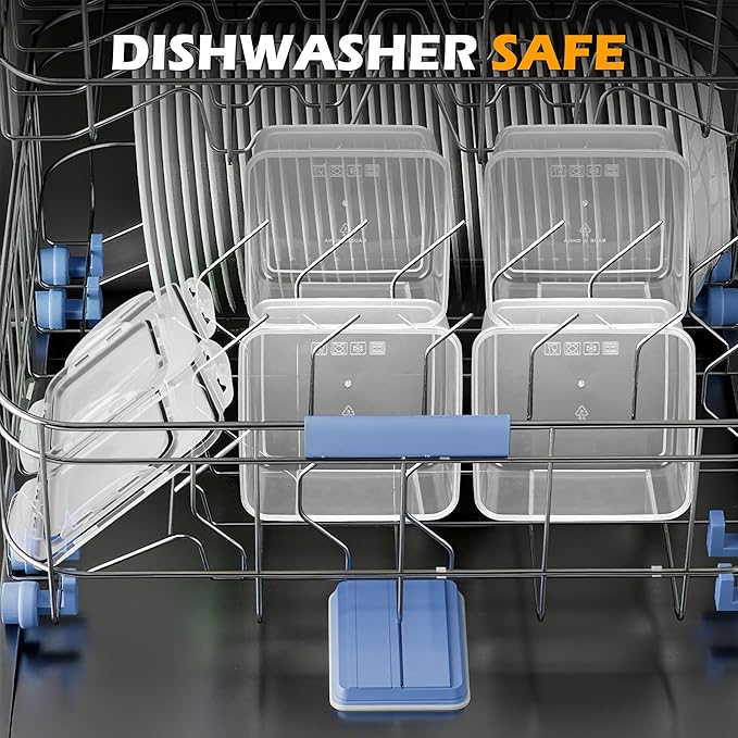 5pc Food Storage Containers with Lids, Airtight Leakproof BPA Free Plastic Meal Prep Boxes, Stackable Nesting Kitchen Containers, Reusable Freezer Dishwasher Safe for Snacks, Fruit & Leftovers