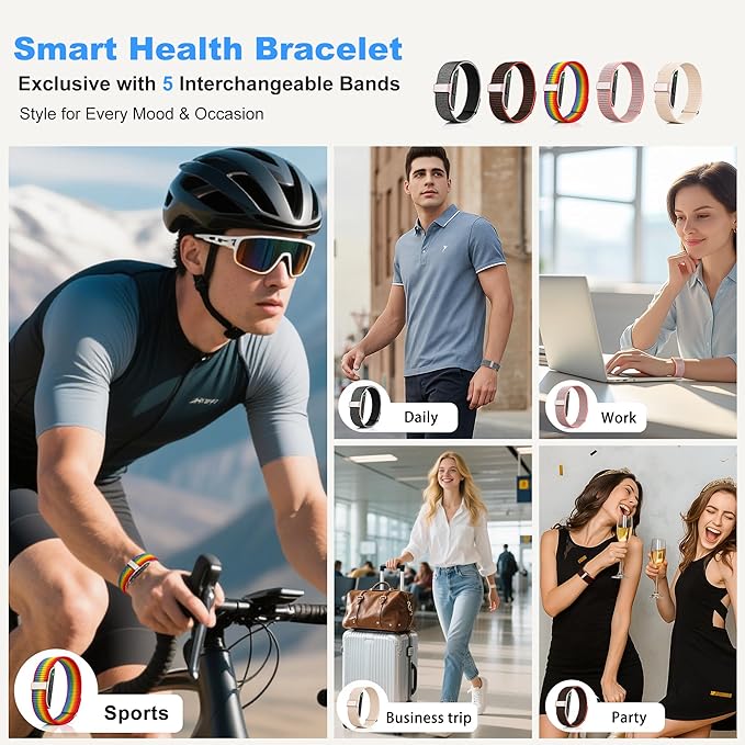 Smart Bracelets for Women & Men,Activity & Fitness Tracker with 120+ Sports Modes,24/7 Heart Rate&Blood Pressure Monitoring,Sleep & Stress Tracking,IP68 Waterproof,5 Wristband,No Subscription(Rainbow)