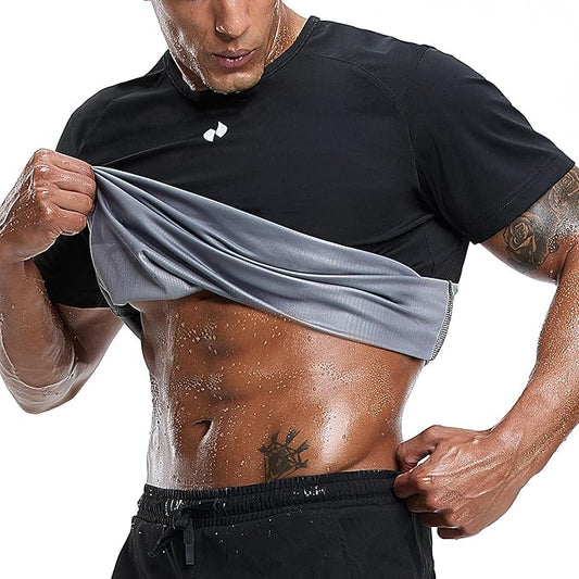 HOTSUIT Sauna Shirt for Men Workout Sweat Suit Heat Trapping Tops Fat burning Compression Shirts for Gym Exercise Boxing