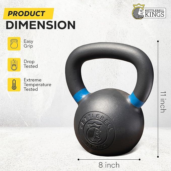 Kettlebell Kings Powder Coated Kettlebell Weights - 9-97 lb Strength Training Kettlebells for Men and Women - Hand Weights Workout Gym Equipment - Weights Set for Home Gym- New