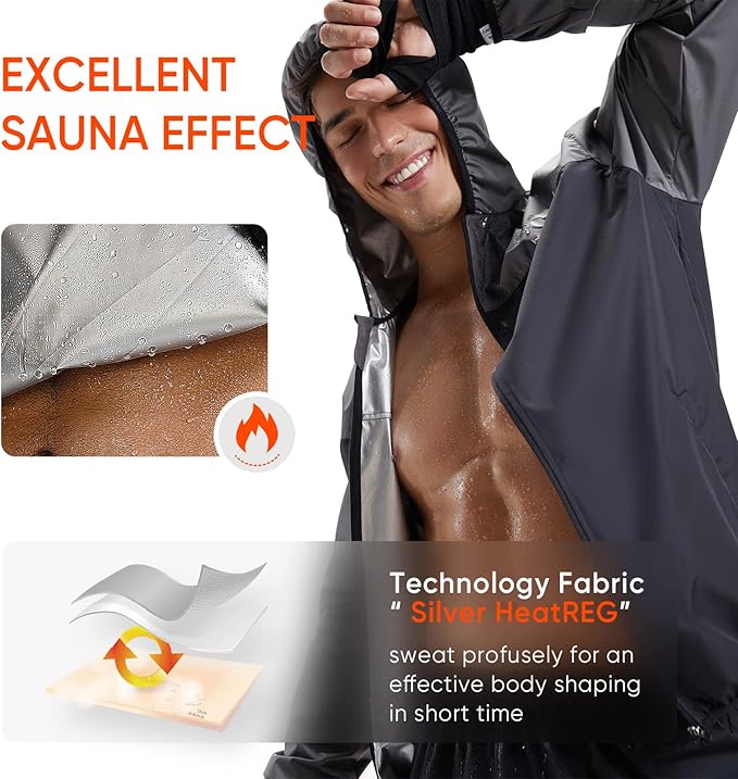 HOTSUIT Sauna Suit for Men Weight Loss Sweat Suits Gym Workout Exercise Sauna Jacket Pant Full Body