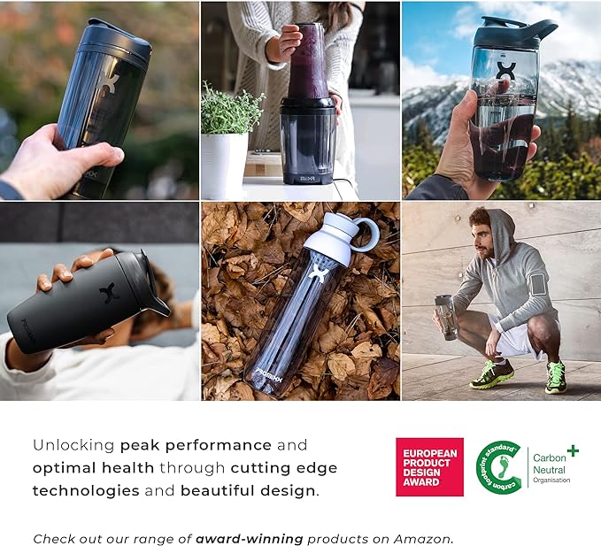 Promixx Pursuit Shaker Bottle Insulated Stainless Steel Water Bottle and shaker Cup, 18oz, Ocean Calm Blue